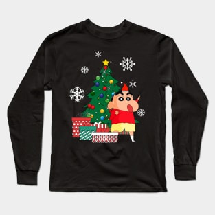 Crayon Shin Chan Around The Christmas Tree Long Sleeve T-Shirt